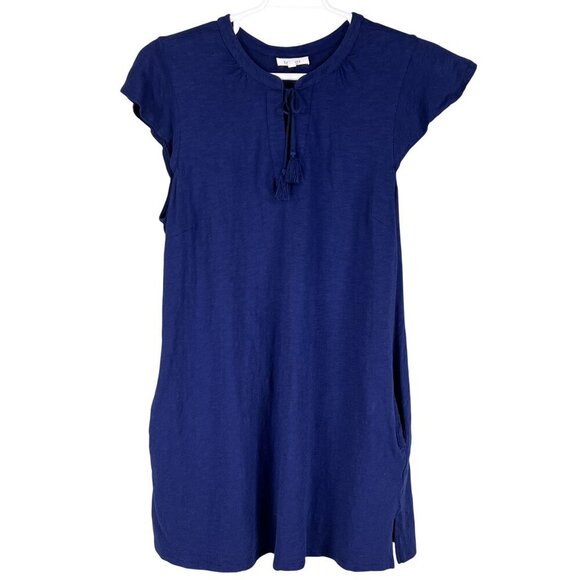 Talbots Womens XL Blue sleeveless Tunic Dress Tassel Tied Pockets Golf Preppy - Picture 5 of 14